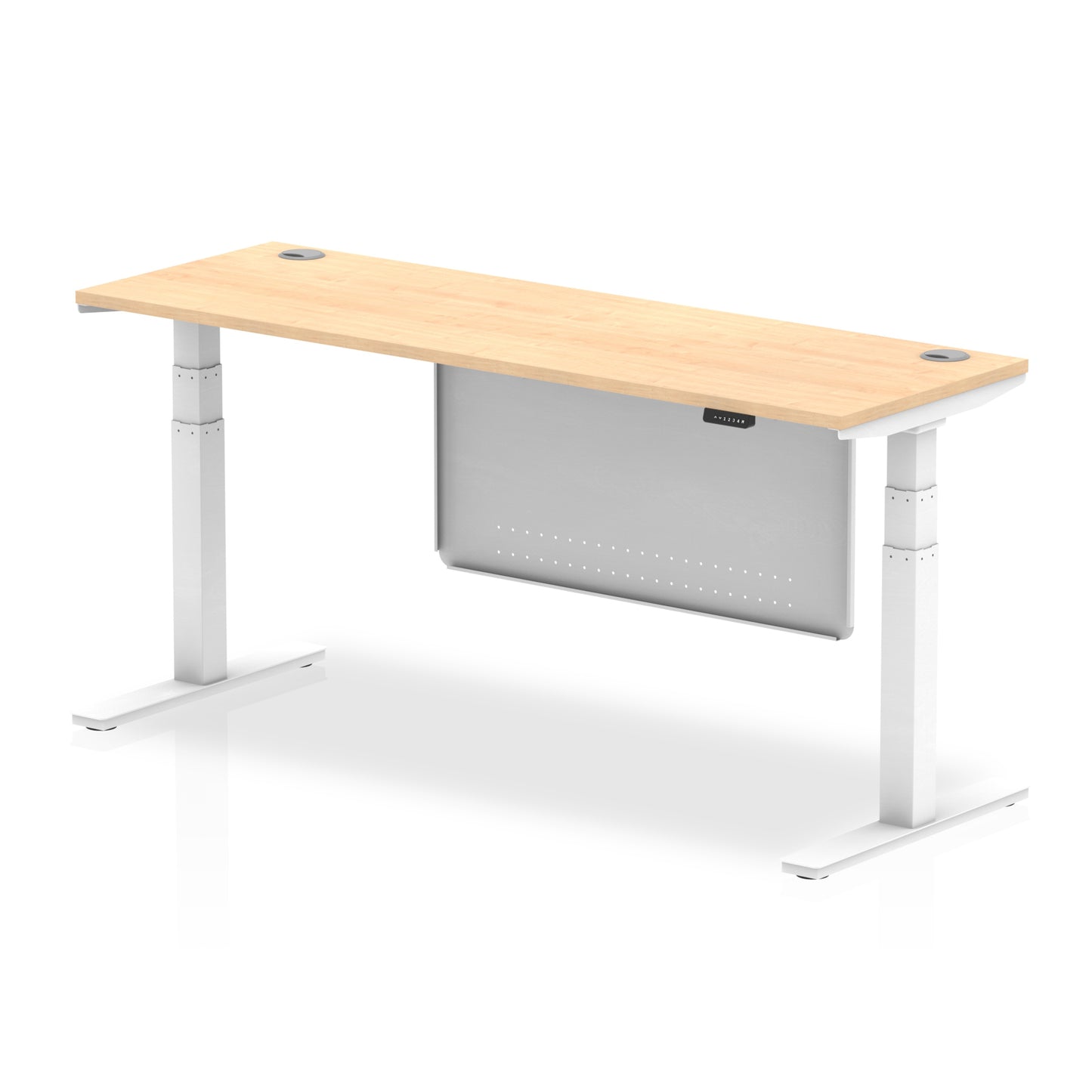 Air Height Adjustable Slimline Desk With Cable Ports With Steel Modesty Panel