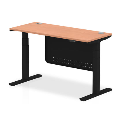 Air Height Adjustable Slimline Desk With Cable Ports With Steel Modesty Panel