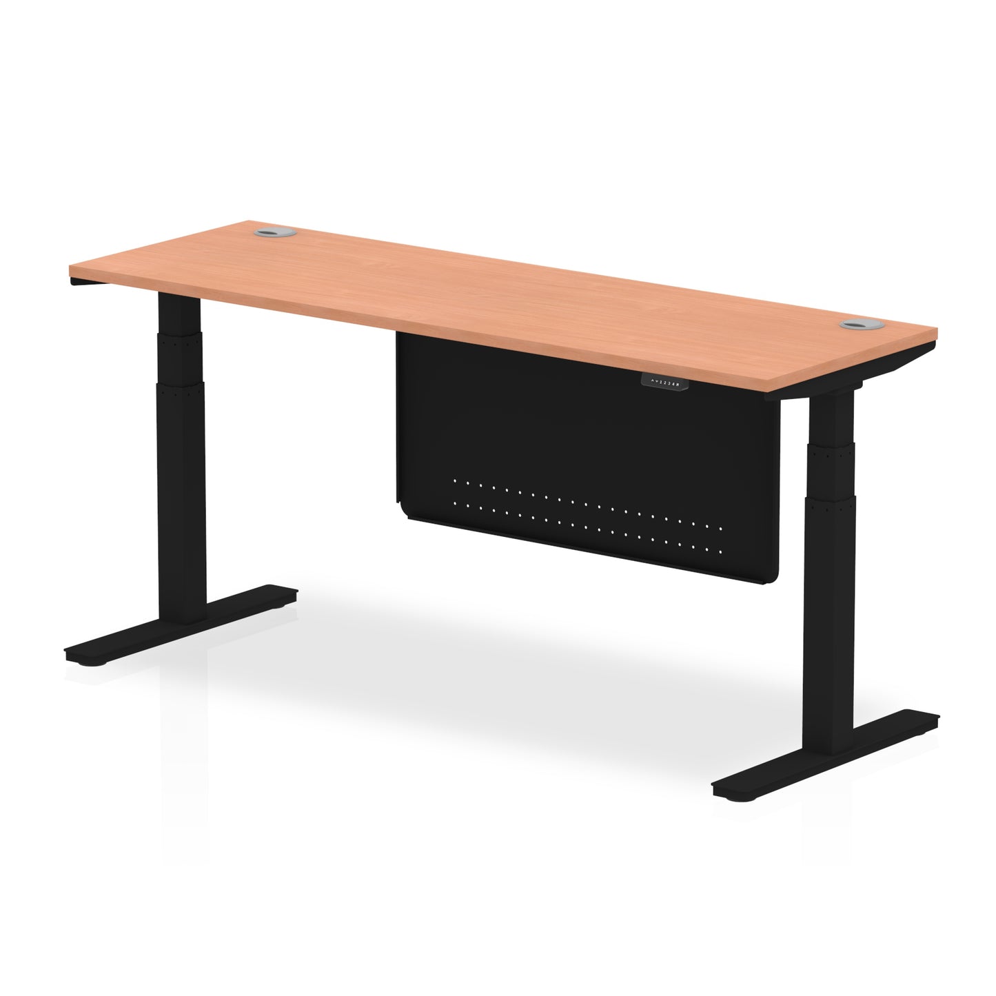 Air Height Adjustable Slimline Desk With Cable Ports With Steel Modesty Panel