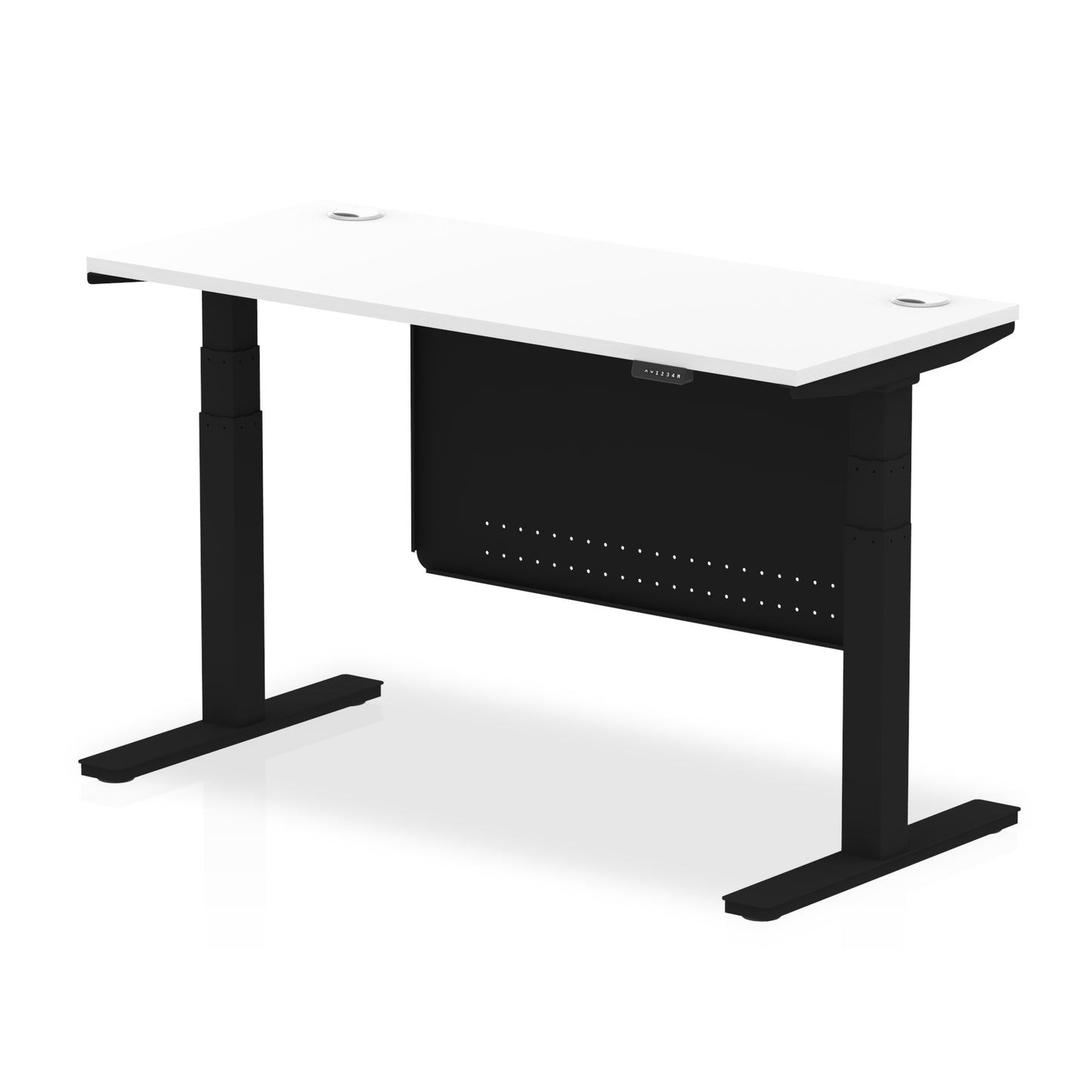 Air Height Adjustable Slimline Desk With Cable Ports With Steel Modesty Panel