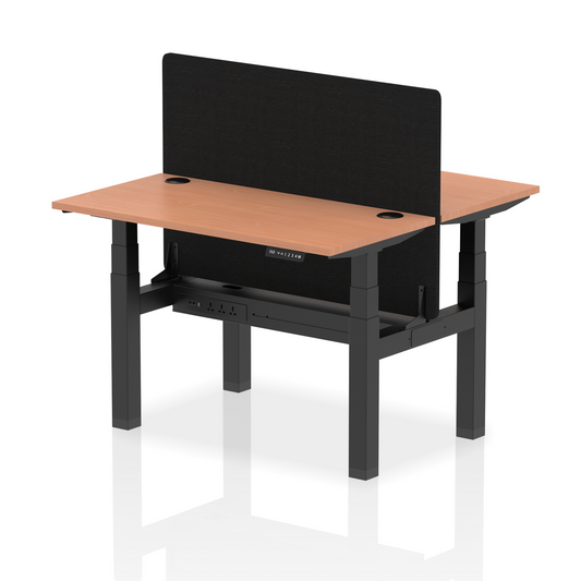 Dynamic Office Solutions Slimline Height Adjustable Standing Desk - 2 Person with Black Straight Screen