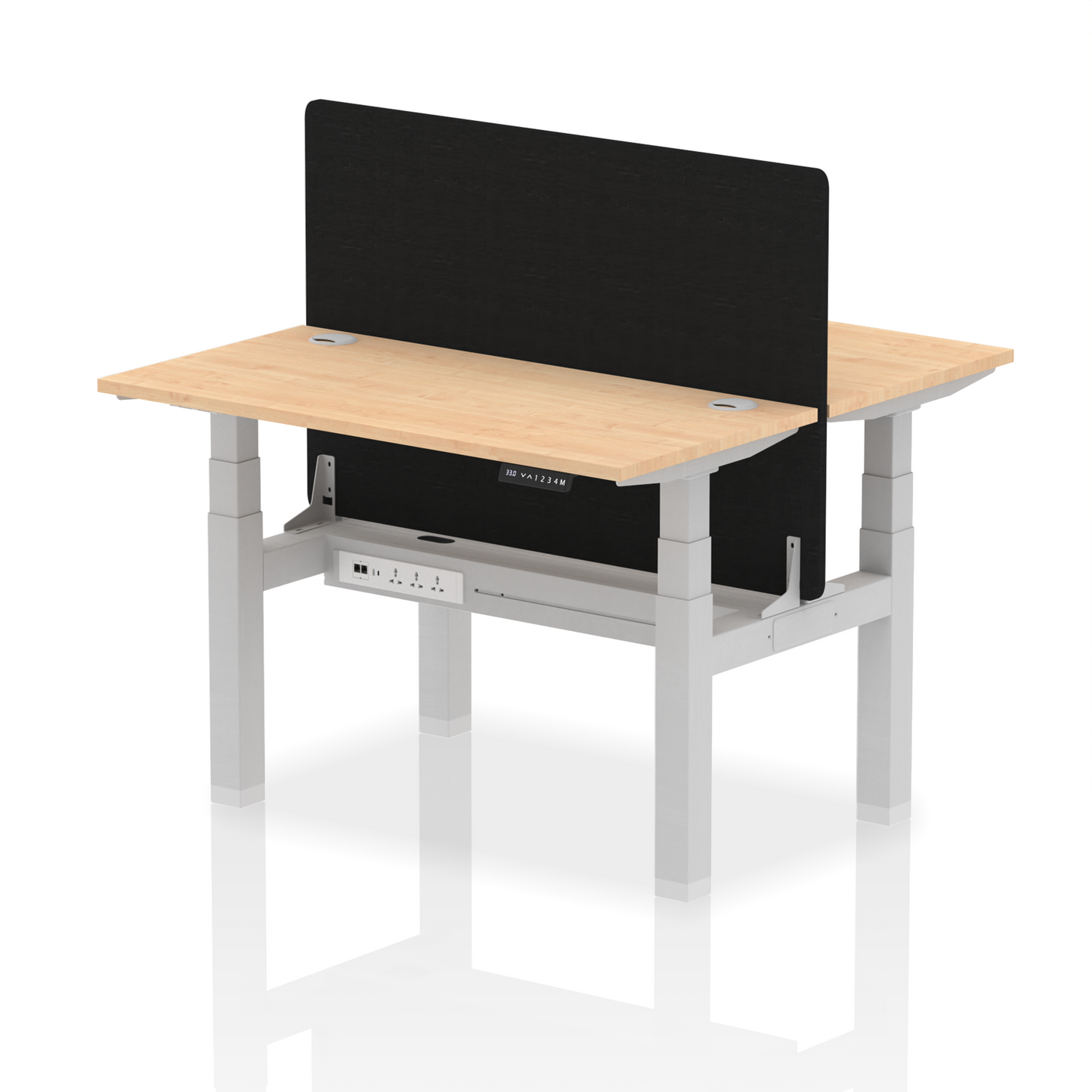 Dynamic Office Solutions Slimline Height Adjustable Standing Desk - 2 Person with Black Straight Screen