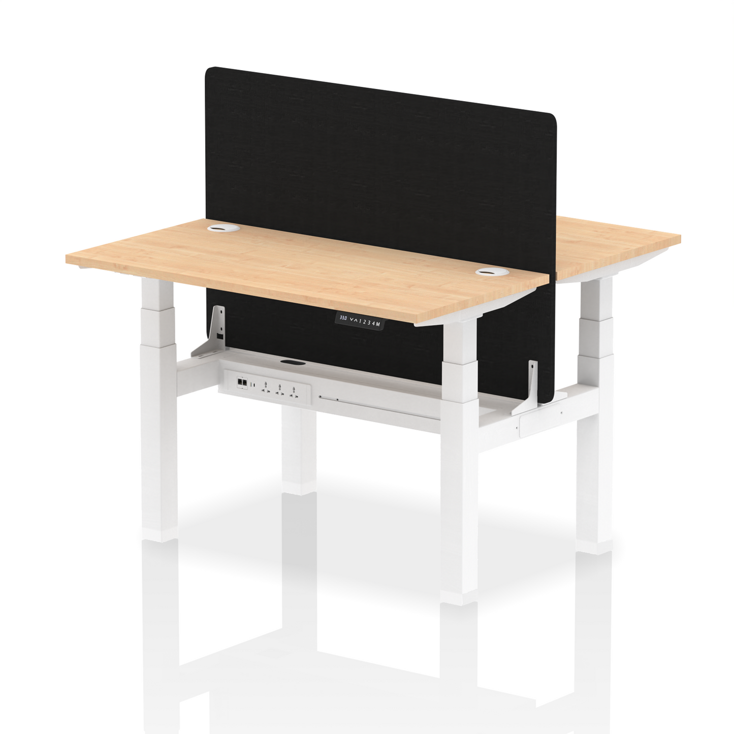 Dynamic Office Solutions Slimline Height Adjustable Standing Desk - 2 Person with Black Straight Screen