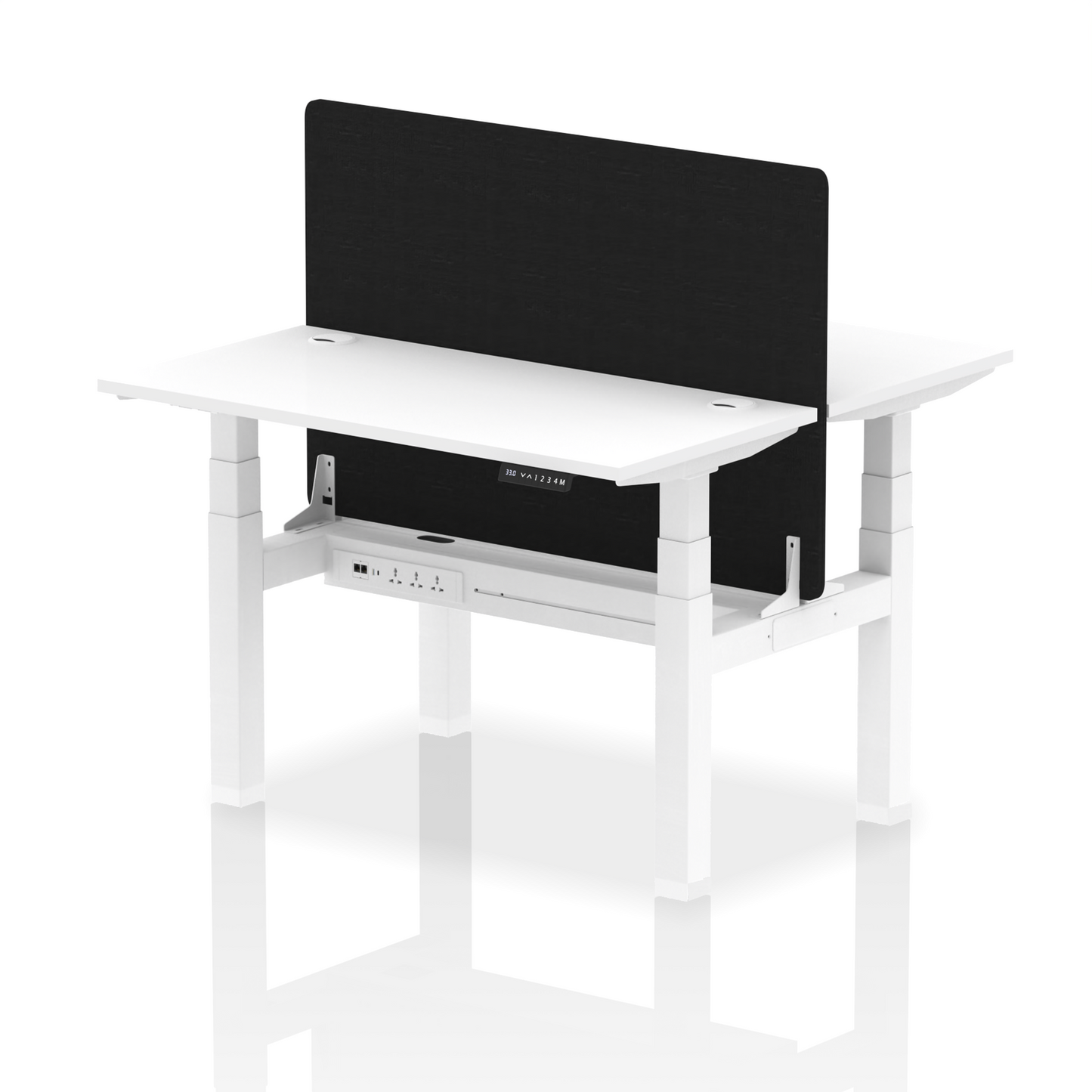 Dynamic Office Solutions Slimline Height Adjustable Standing Desk - 2 Person with Black Straight Screen