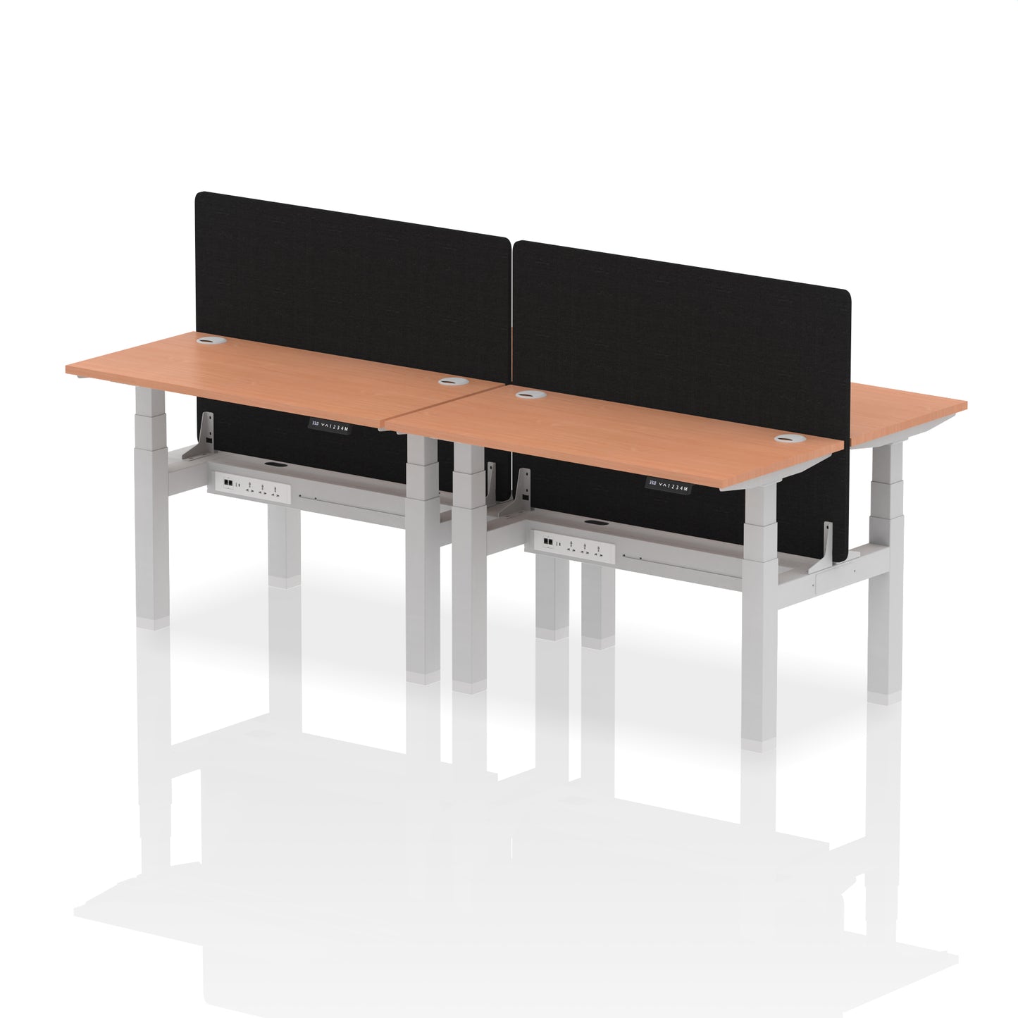 Dynamic Office Solutions Slimline Height Adjustable Standing Desk - 4 Person with Black Straight Screen