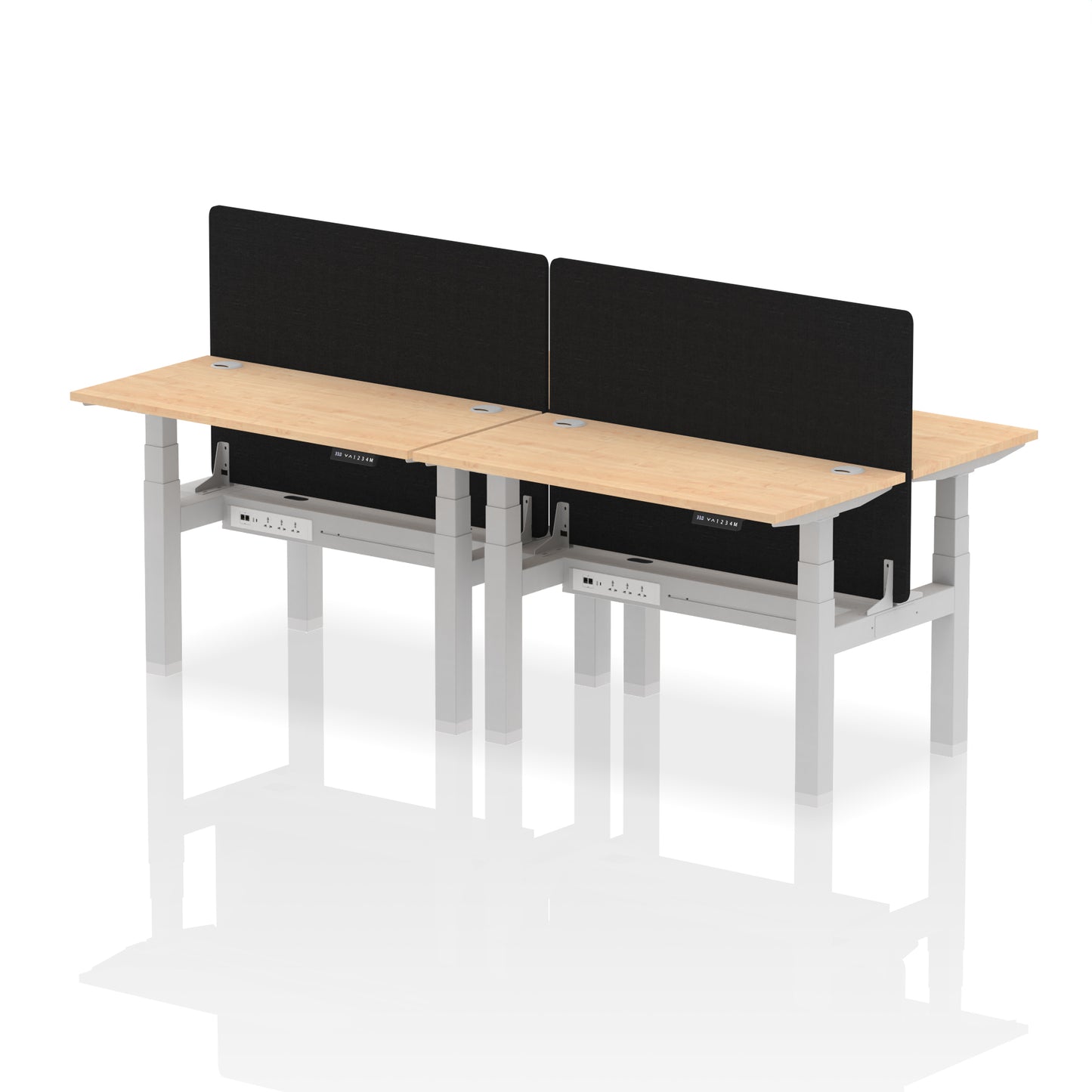 Dynamic Office Solutions Slimline Height Adjustable Standing Desk - 4 Person with Black Straight Screen