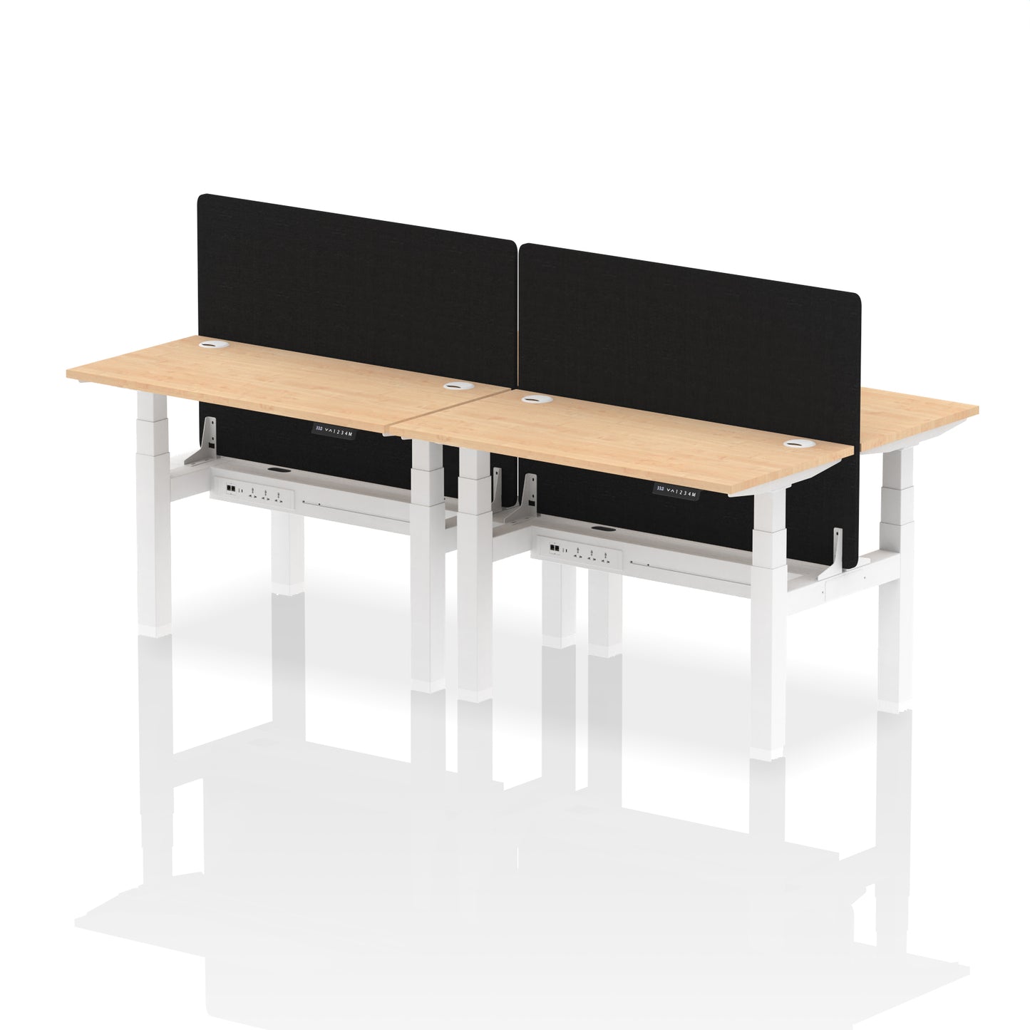 Dynamic Office Solutions Slimline Height Adjustable Standing Desk - 4 Person with Black Straight Screen