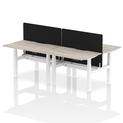 Dynamic Office Solutions Height Adjustable Standing Desk with Scalloped Edges - 4 Person with Black Straight Screen