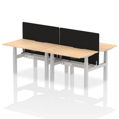 Dynamic Office Solutions Height Adjustable Standing Desk with Scalloped Edges - 4 Person with Black Straight Screen