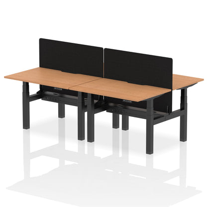 Dynamic Office Solutions Height Adjustable Standing Desk with Scalloped Edges - 4 Person with Black Straight Screen