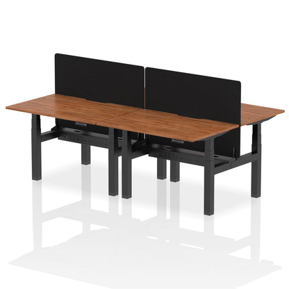 Dynamic Office Solutions Height Adjustable Standing Desk with Scalloped Edges - 4 Person with Black Straight Screen