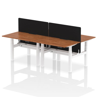 Dynamic Office Solutions Height Adjustable Standing Desk with Scalloped Edges - 4 Person with Black Straight Screen