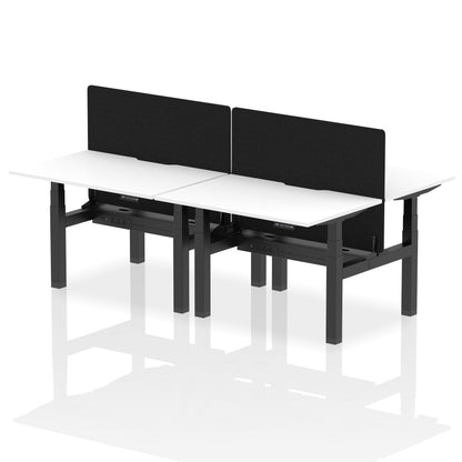 Dynamic Office Solutions Height Adjustable Standing Desk with Scalloped Edges - 4 Person with Black Straight Screen