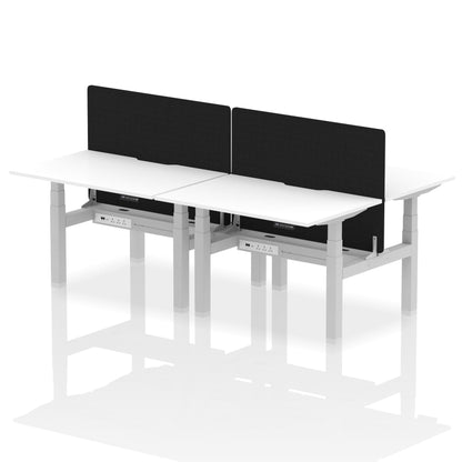 Dynamic Office Solutions Height Adjustable Standing Desk with Scalloped Edges - 4 Person with Black Straight Screen