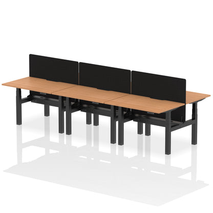 Dynamic Office Solutions Scalloped Edges Height Adjustable Standing Desk - 6 Person with Black Straight Screen