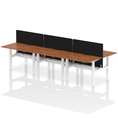 Dynamic Office Solutions Scalloped Edges Height Adjustable Standing Desk - 6 Person with Black Straight Screen