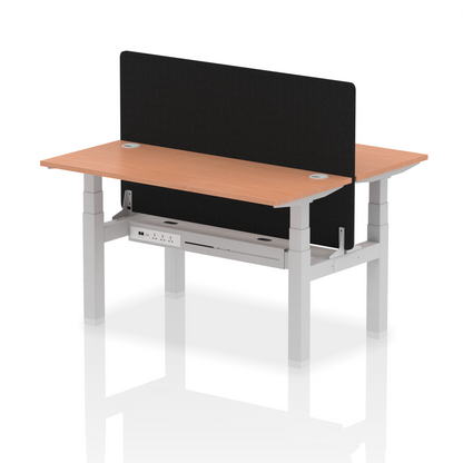 Dynamic Office Solutions Slimline Height Adjustable Standing Desk - 2 Person with Black Straight Screen