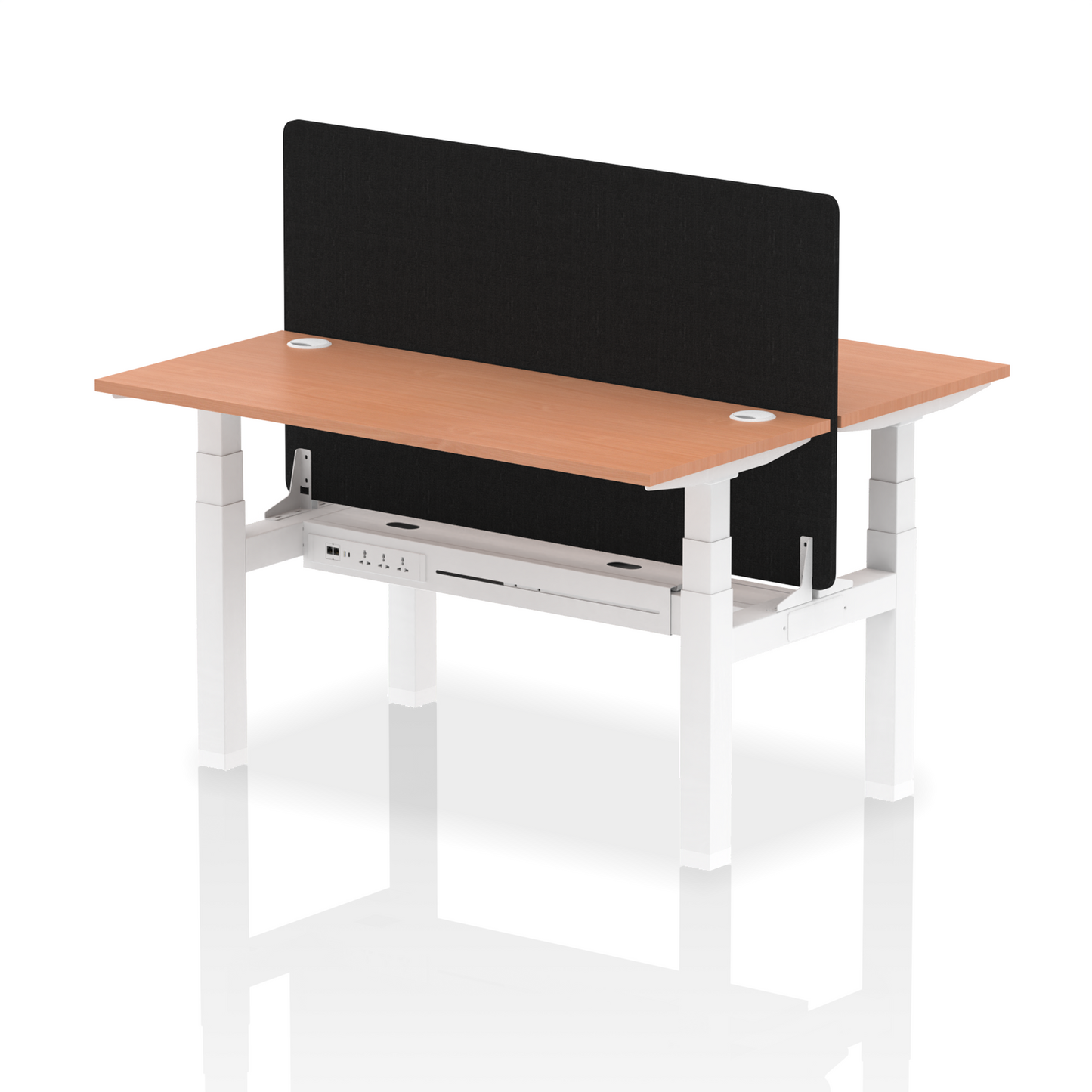 Dynamic Office Solutions Slimline Height Adjustable Standing Desk - 2 Person with Black Straight Screen