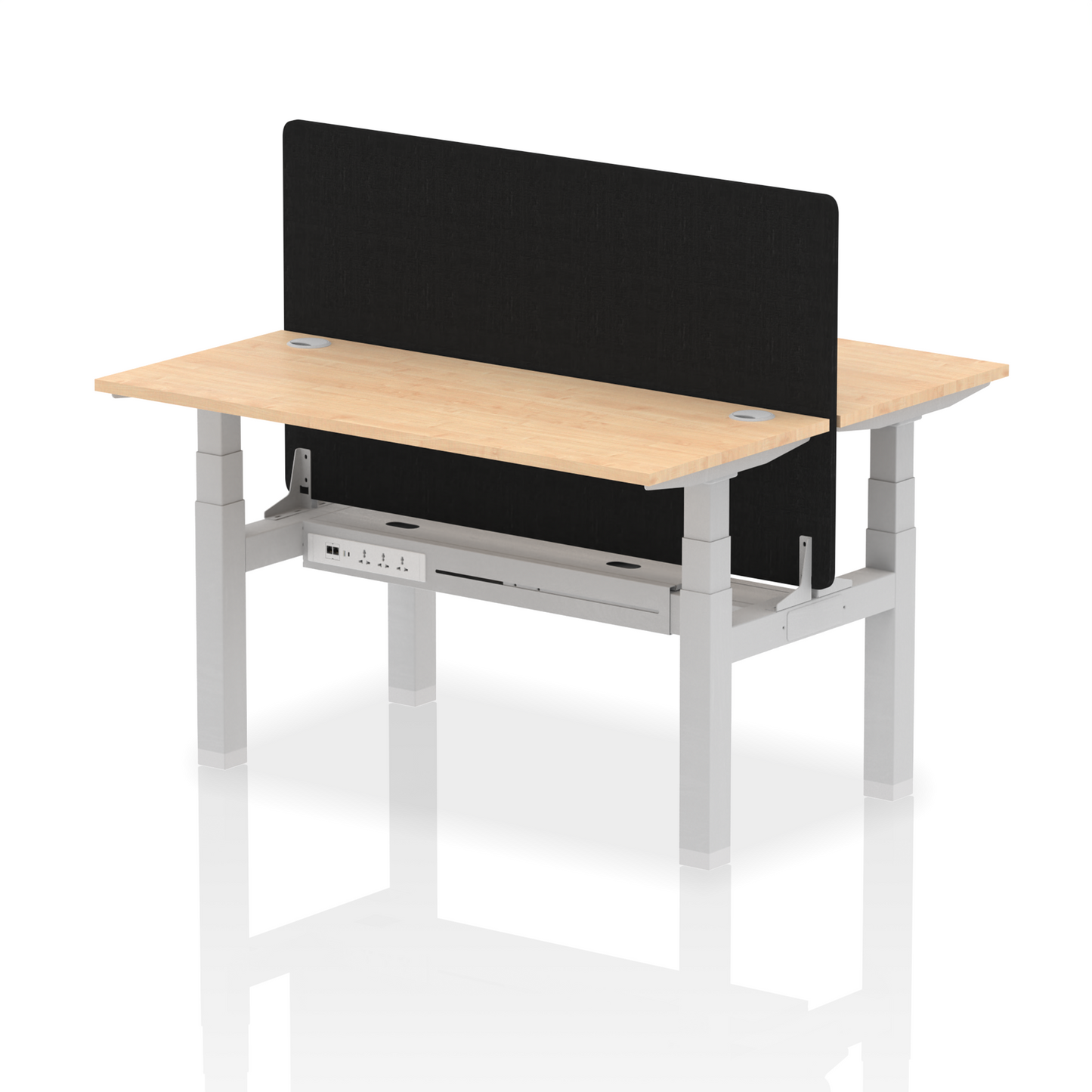 Dynamic Office Solutions Slimline Height Adjustable Standing Desk - 2 Person with Black Straight Screen