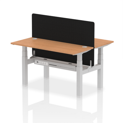 Dynamic Office Solutions Slimline Height Adjustable Standing Desk - 2 Person with Black Straight Screen