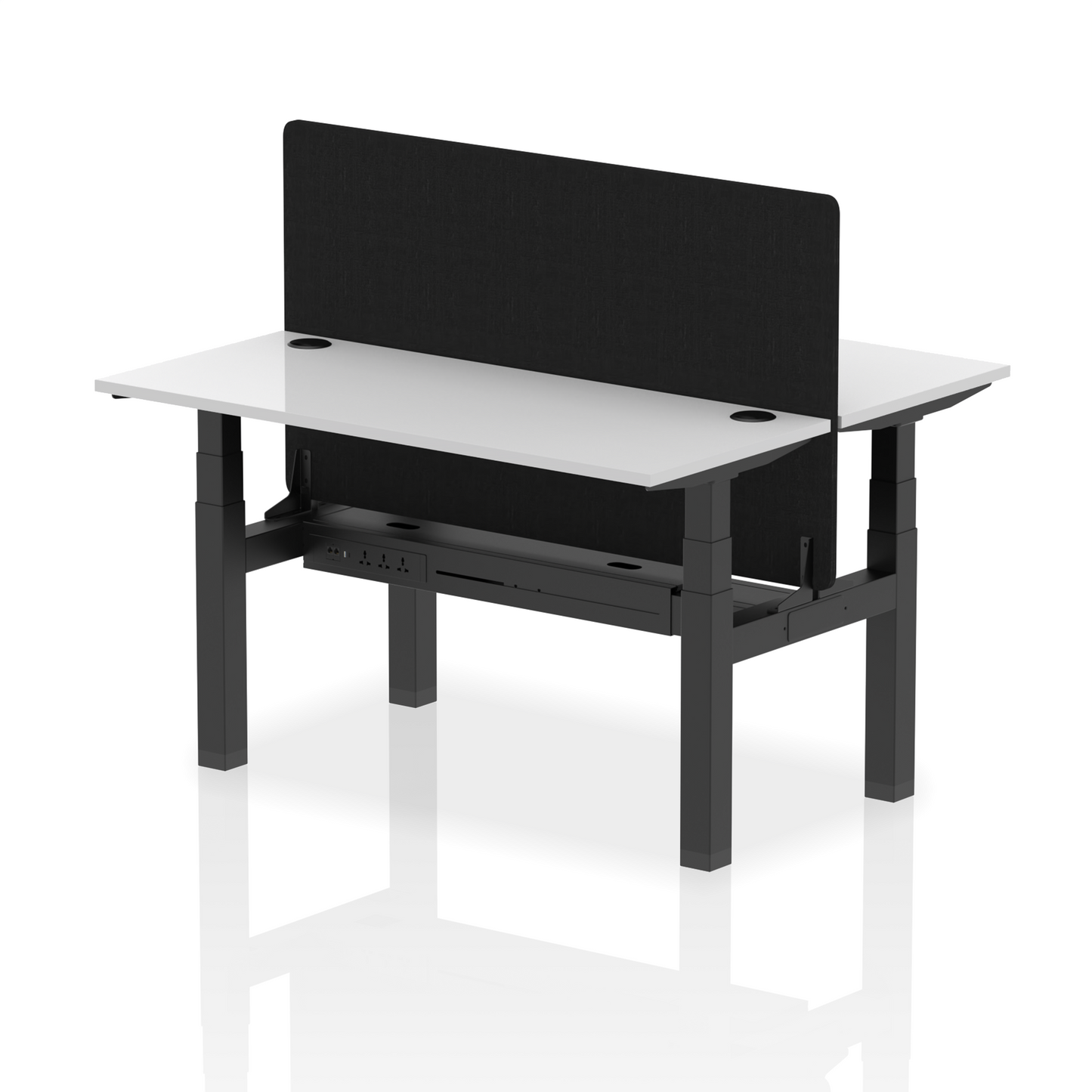 Dynamic Office Solutions Slimline Height Adjustable Standing Desk - 2 Person with Black Straight Screen