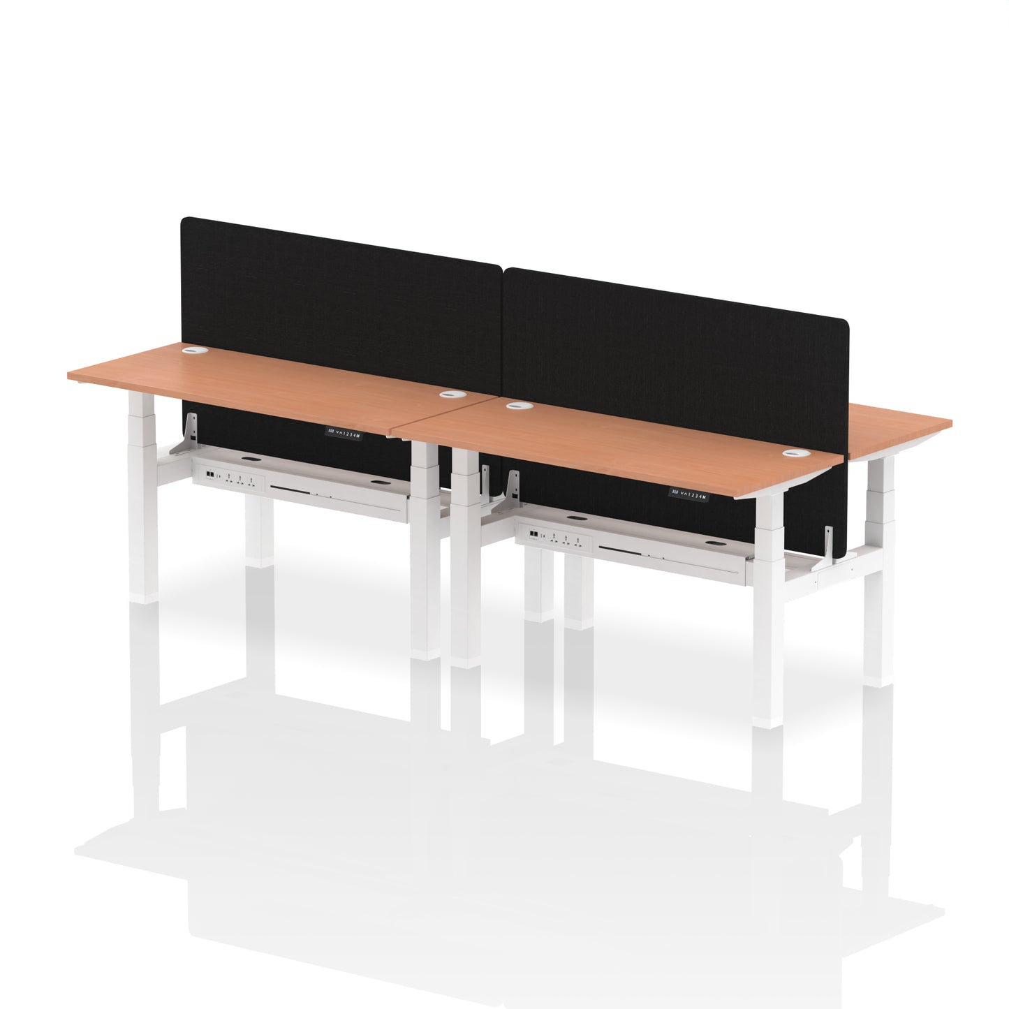 Dynamic Office Solutions Slimline Height Adjustable Standing Desk - 4 Person with Black Straight Screen