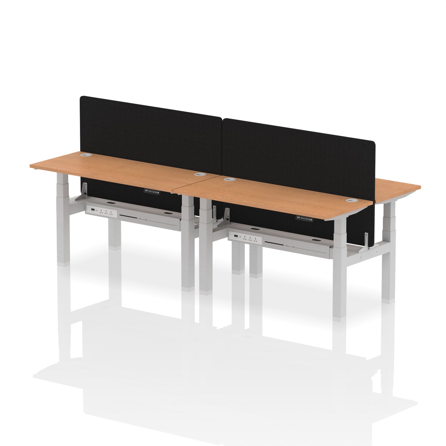 Dynamic Office Solutions Slimline Height Adjustable Standing Desk - 4 Person with Black Straight Screen