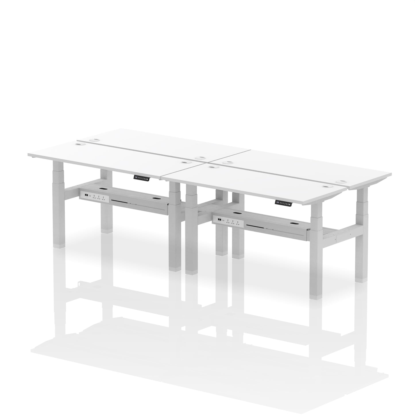 Air Back-to-Back Slimline Height Adjustable Bench Desk - 4 Person