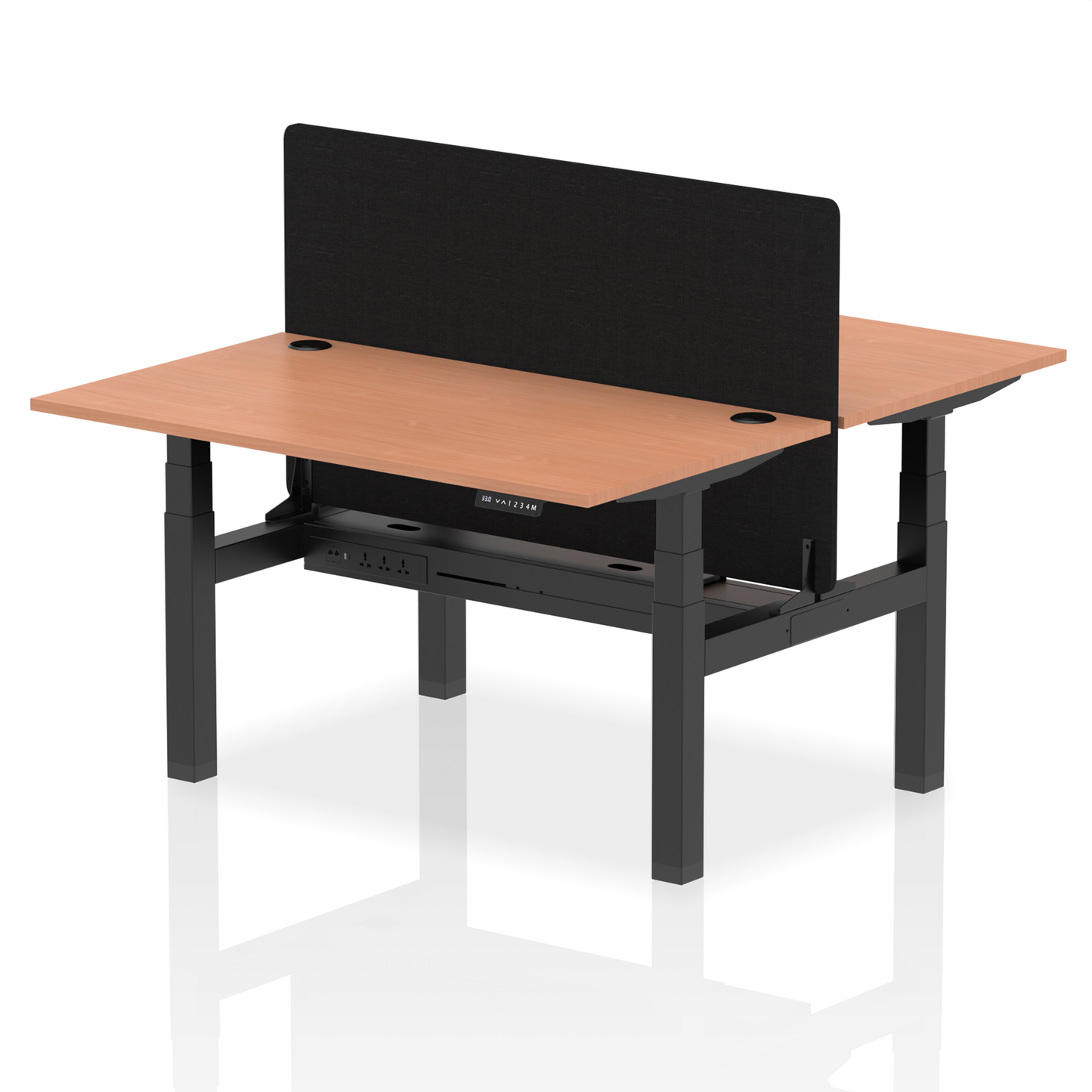 Dynamic Office Solutions Height Adjustable Standing Desk - 2 Person with Black Screen