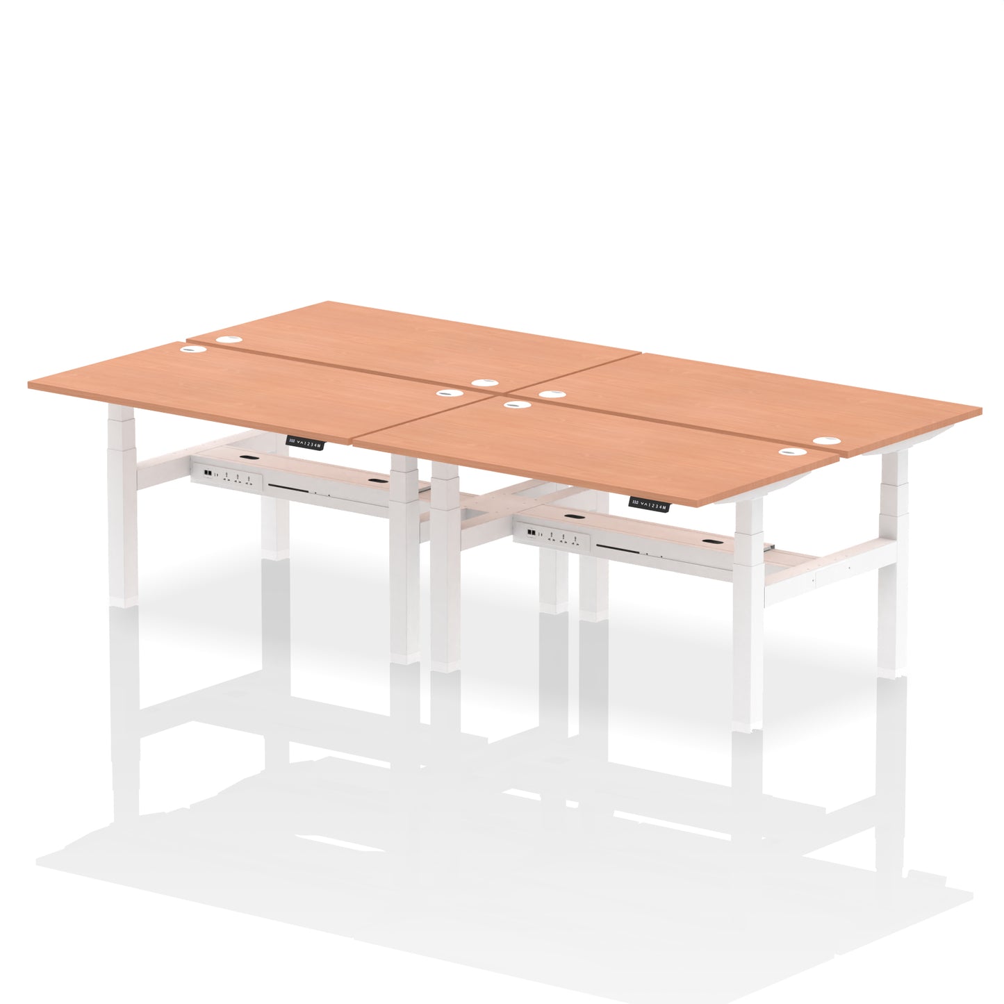 Air Back-to-Back Height Adjustable Bench Desk - 4 Person