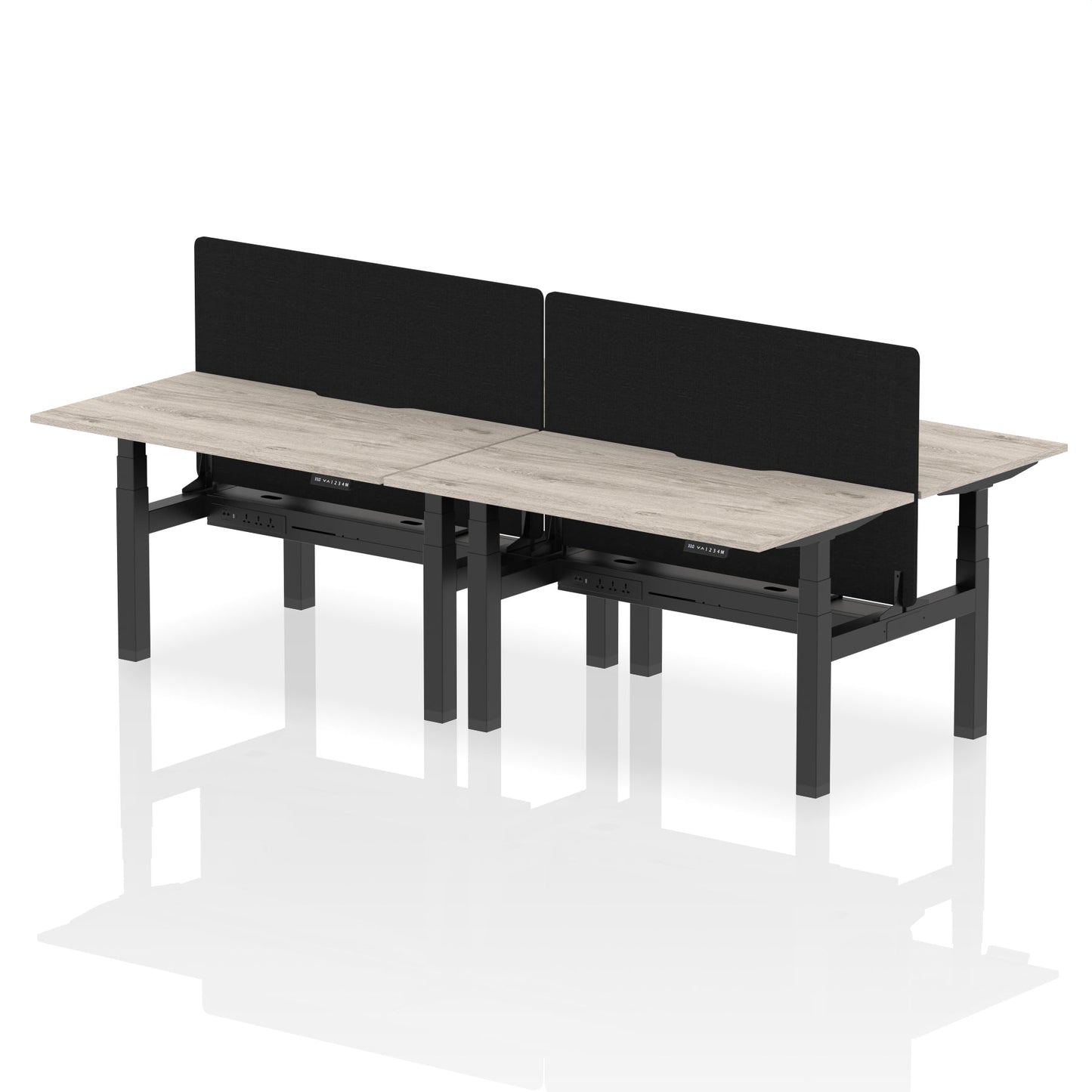 Dynamic Office Solutions Height Adjustable Standing Desk with Scalloped Edges - 4 Person with Black Straight Screen