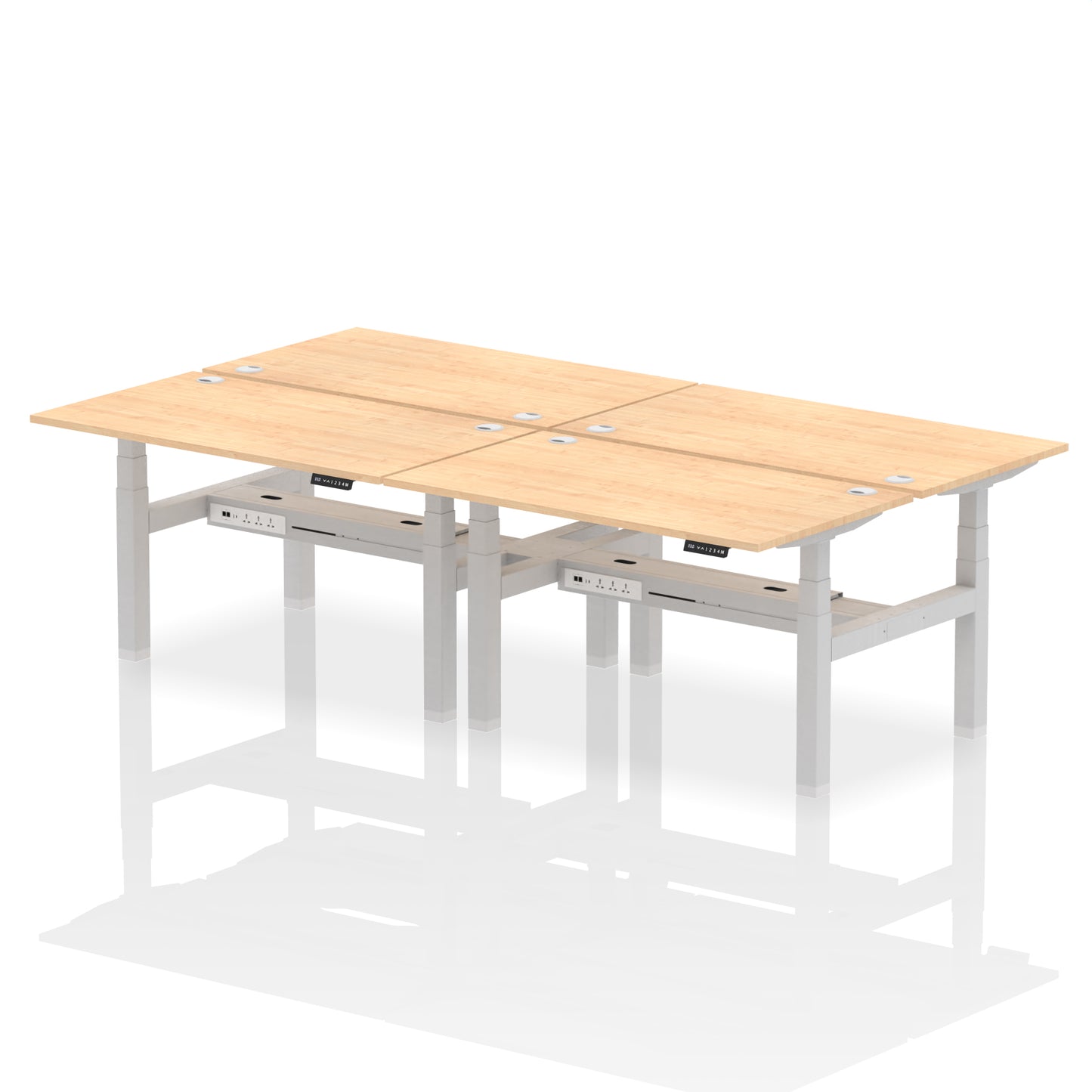 Air Back-to-Back Height Adjustable Bench Desk - 4 Person