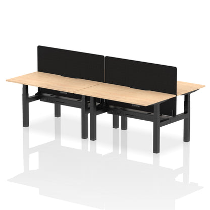 Dynamic Office Solutions Height Adjustable Standing Desk with Scalloped Edges - 4 Person with Black Straight Screen