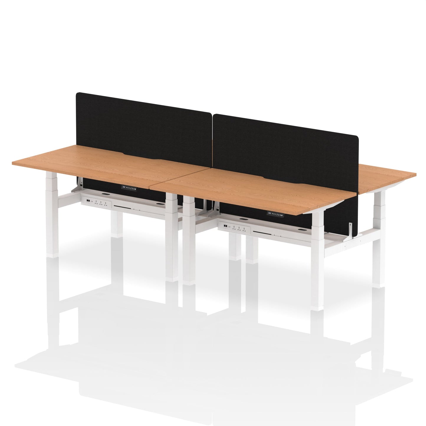 Dynamic Office Solutions Height Adjustable Standing Desk with Scalloped Edges - 4 Person with Black Straight Screen