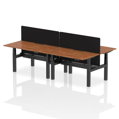 Dynamic Office Solutions Height Adjustable Standing Desk with Scalloped Edges - 4 Person with Black Straight Screen