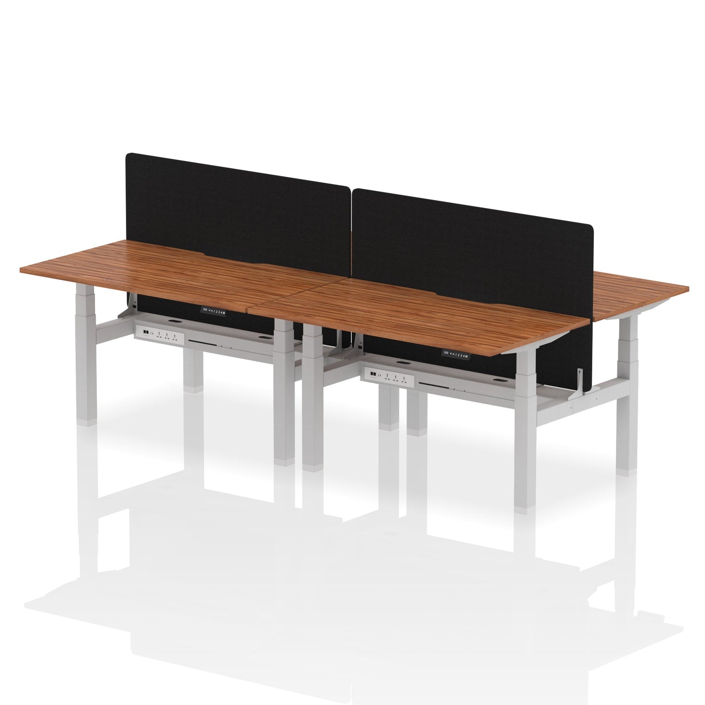 Dynamic Office Solutions Height Adjustable Standing Desk with Scalloped Edges - 4 Person with Black Straight Screen