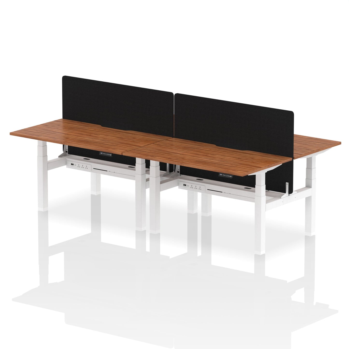 Dynamic Office Solutions Height Adjustable Standing Desk with Scalloped Edges - 4 Person with Black Straight Screen