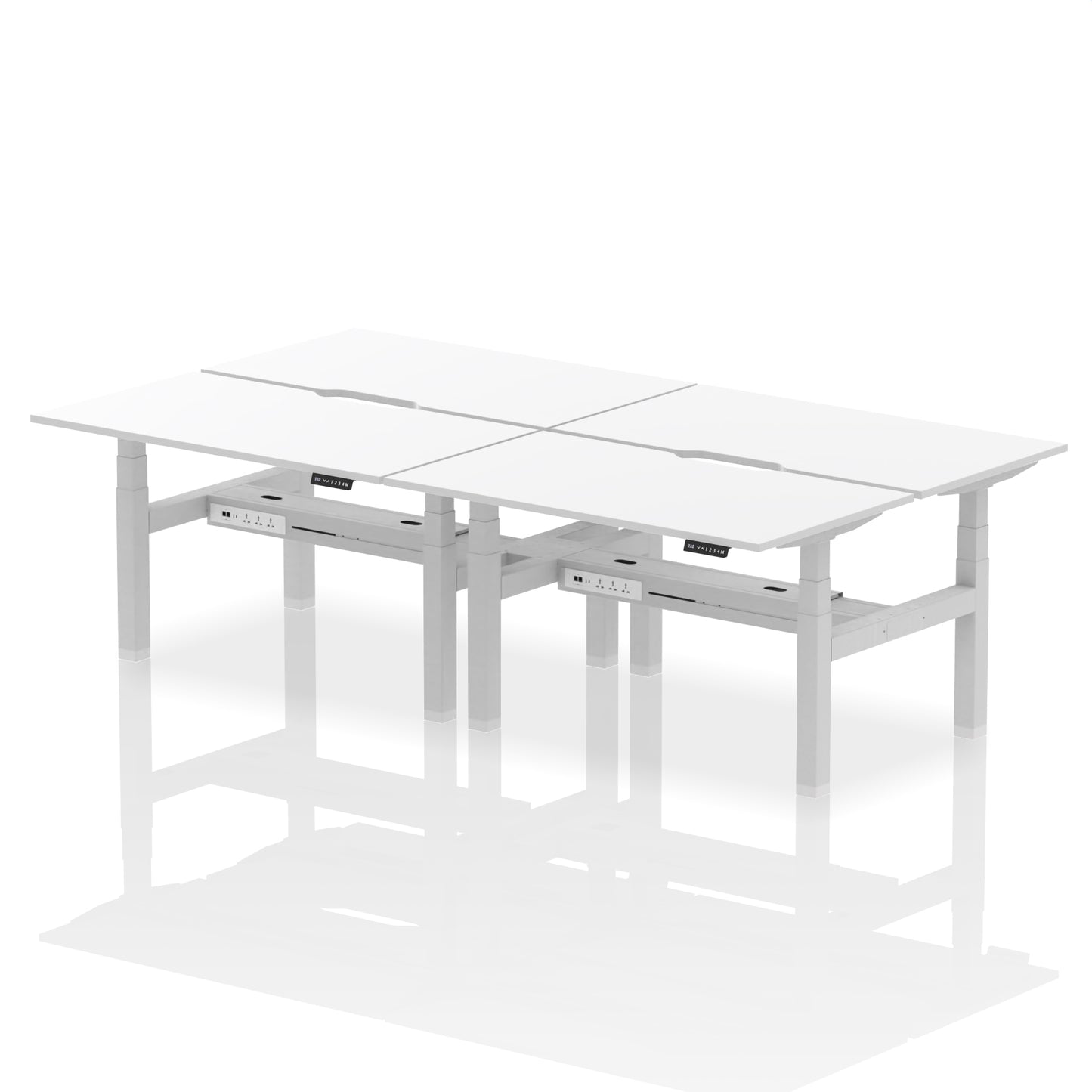 Air Back-to-Back Scalloped Edge Height Adjustable Bench Desk - 4 Person