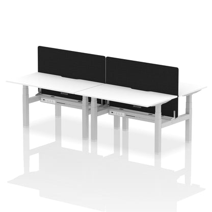 Dynamic Office Solutions Height Adjustable Standing Desk with Scalloped Edges - 4 Person with Black Straight Screen