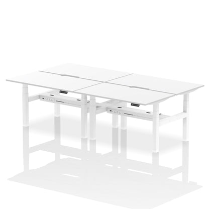 Air Back-to-Back Scalloped Edge Height Adjustable Bench Desk - 4 Person