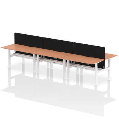 Dynamic Office Solutions Scalloped Edges Height Adjustable Standing Desk - 6 Person with Black Straight Screen