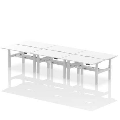 Air Back-to-Back Scalloped Edge Height Adjustable Bench Desk - 6 Person