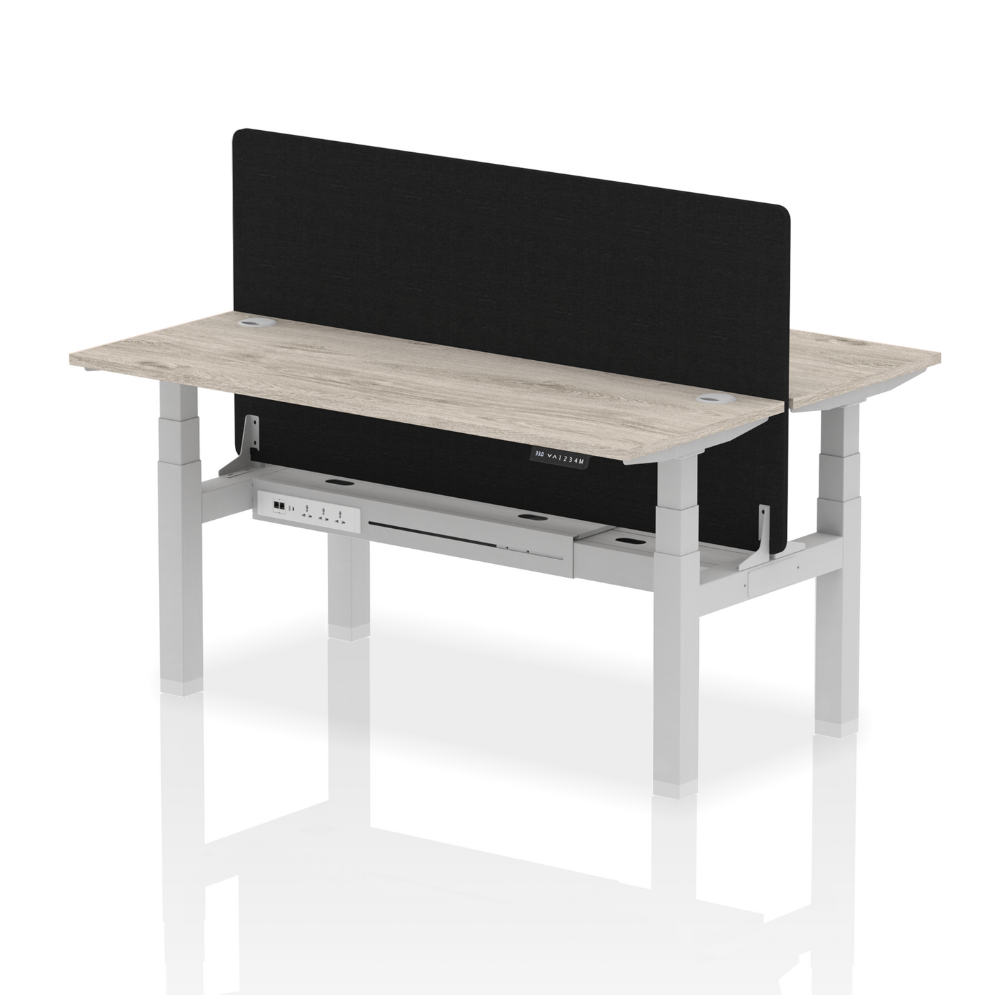 Dynamic Office Solutions Slimline Height Adjustable Standing Desk - 2 Person with Black Straight Screen