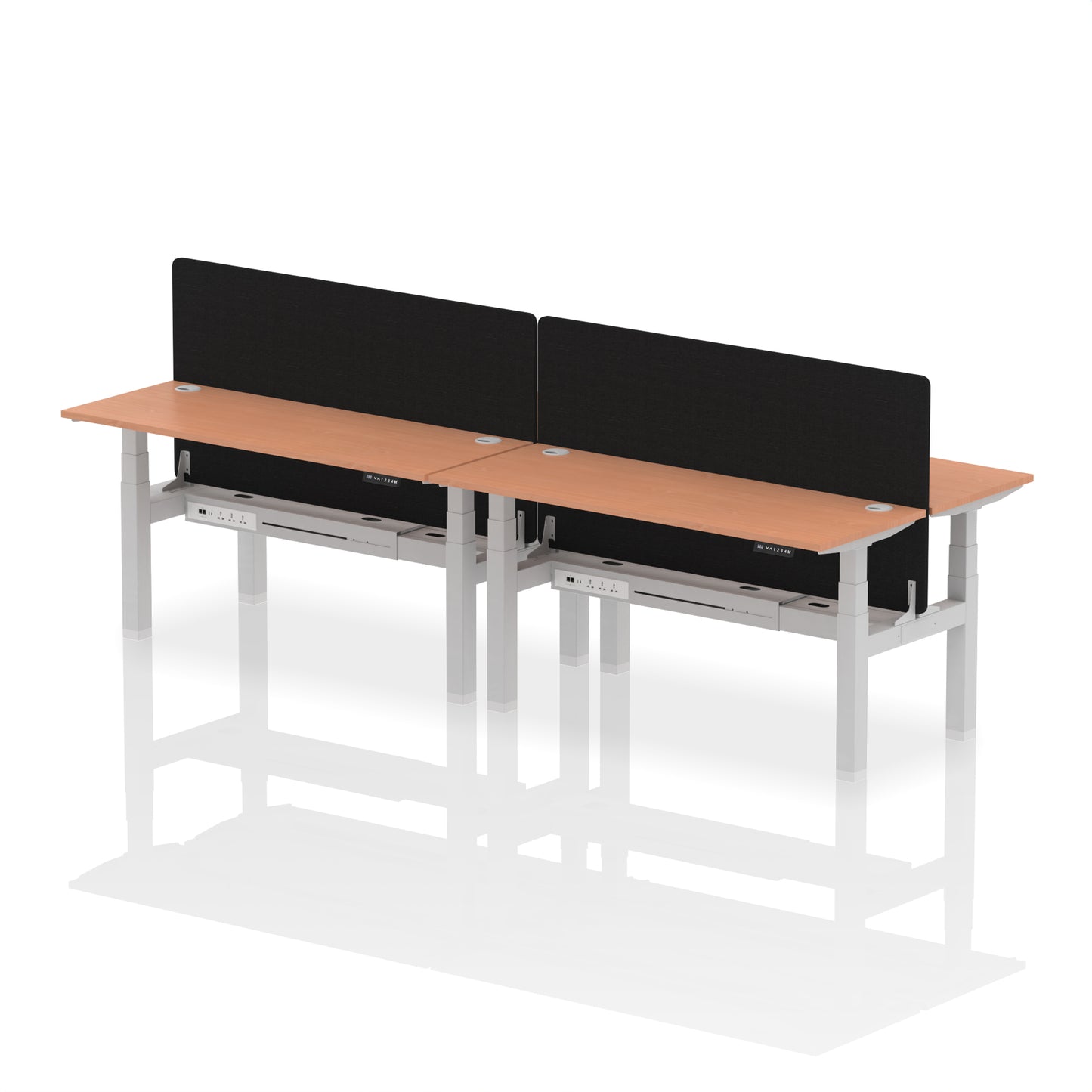 Dynamic Office Solutions Slimline Height Adjustable Standing Desk - 4 Person with Black Straight Screen