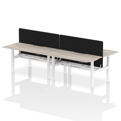 Dynamic Office Solutions Height Adjustable Standing Desk with Scalloped Edges - 4 Person with Black Straight Screen