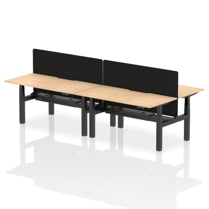 Dynamic Office Solutions Height Adjustable Standing Desk with Scalloped Edges - 4 Person with Black Straight Screen