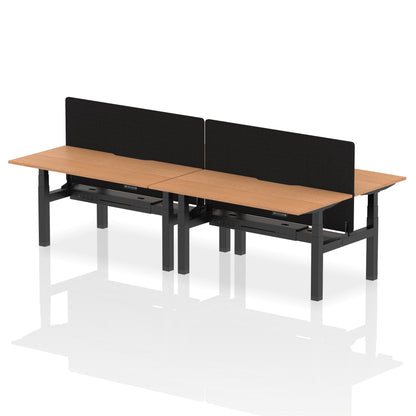 Dynamic Office Solutions Height Adjustable Standing Desk with Scalloped Edges - 4 Person with Black Straight Screen