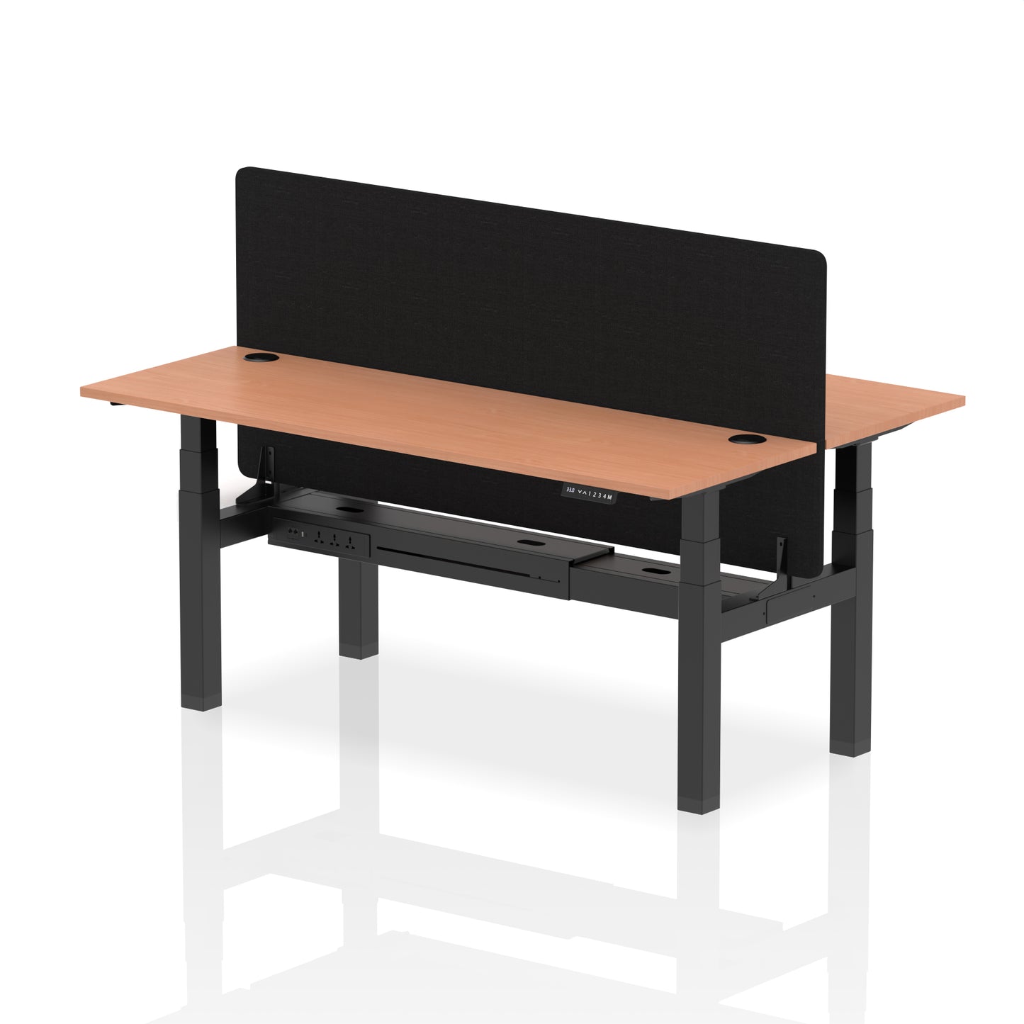 Dynamic Office Solutions Slimline Height Adjustable Standing Desk - 2 Person with Black Straight Screen