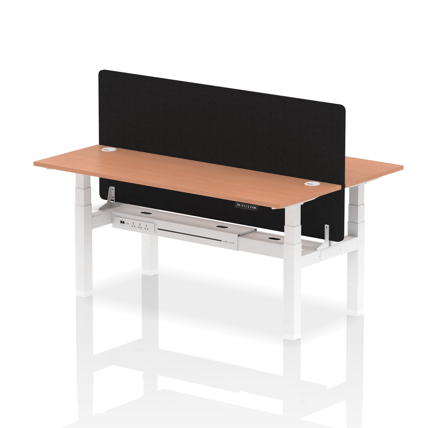 Dynamic Office Solutions Slimline Height Adjustable Standing Desk - 2 Person with Black Straight Screen