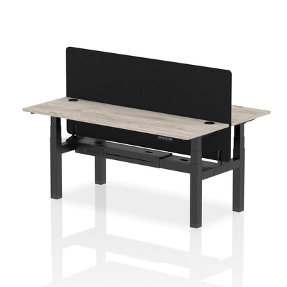 Dynamic Office Solutions Slimline Height Adjustable Standing Desk - 2 Person with Black Straight Screen